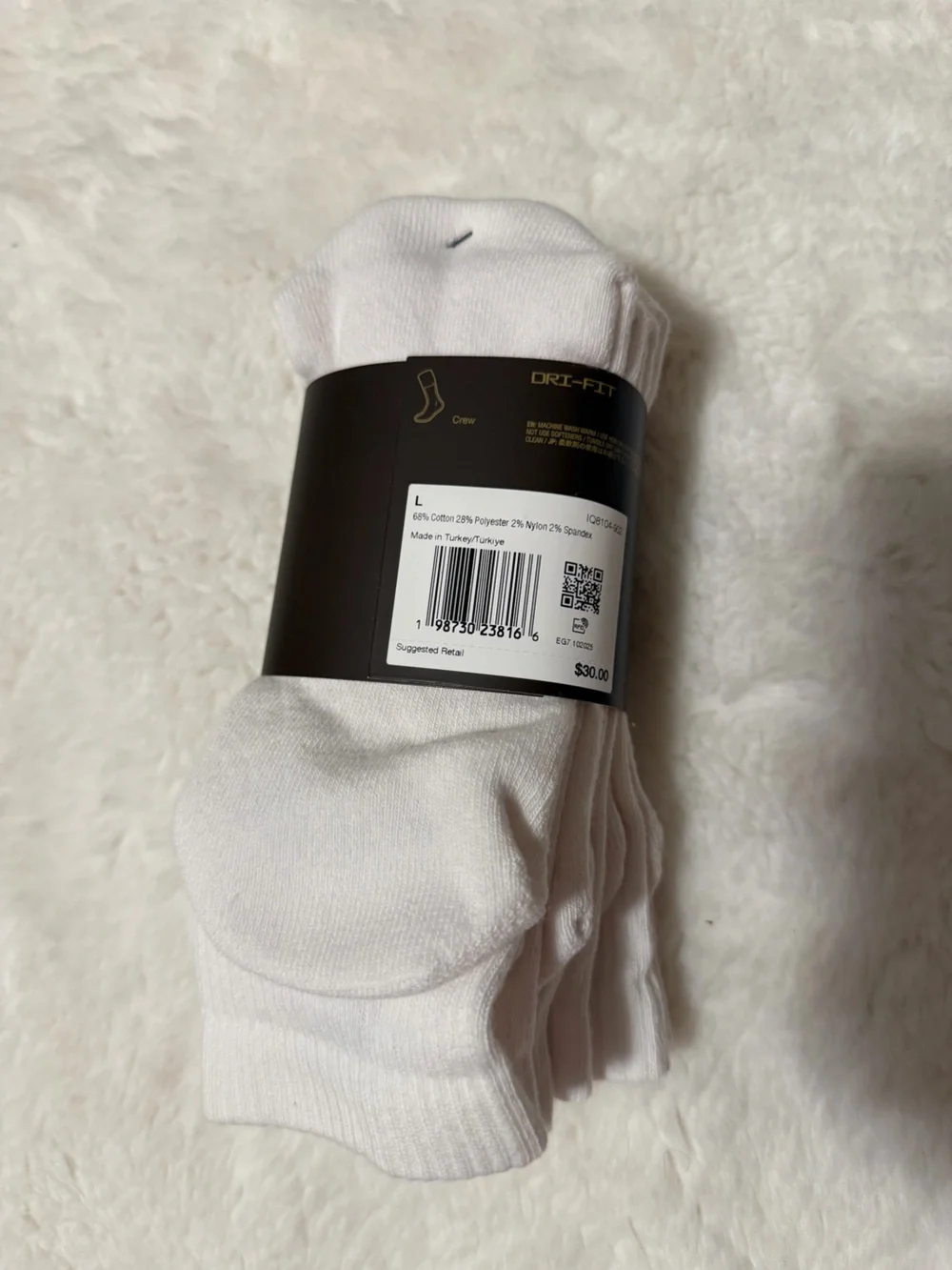 Nike White Crew Athletic Socks with Black Logo - 3 Pack